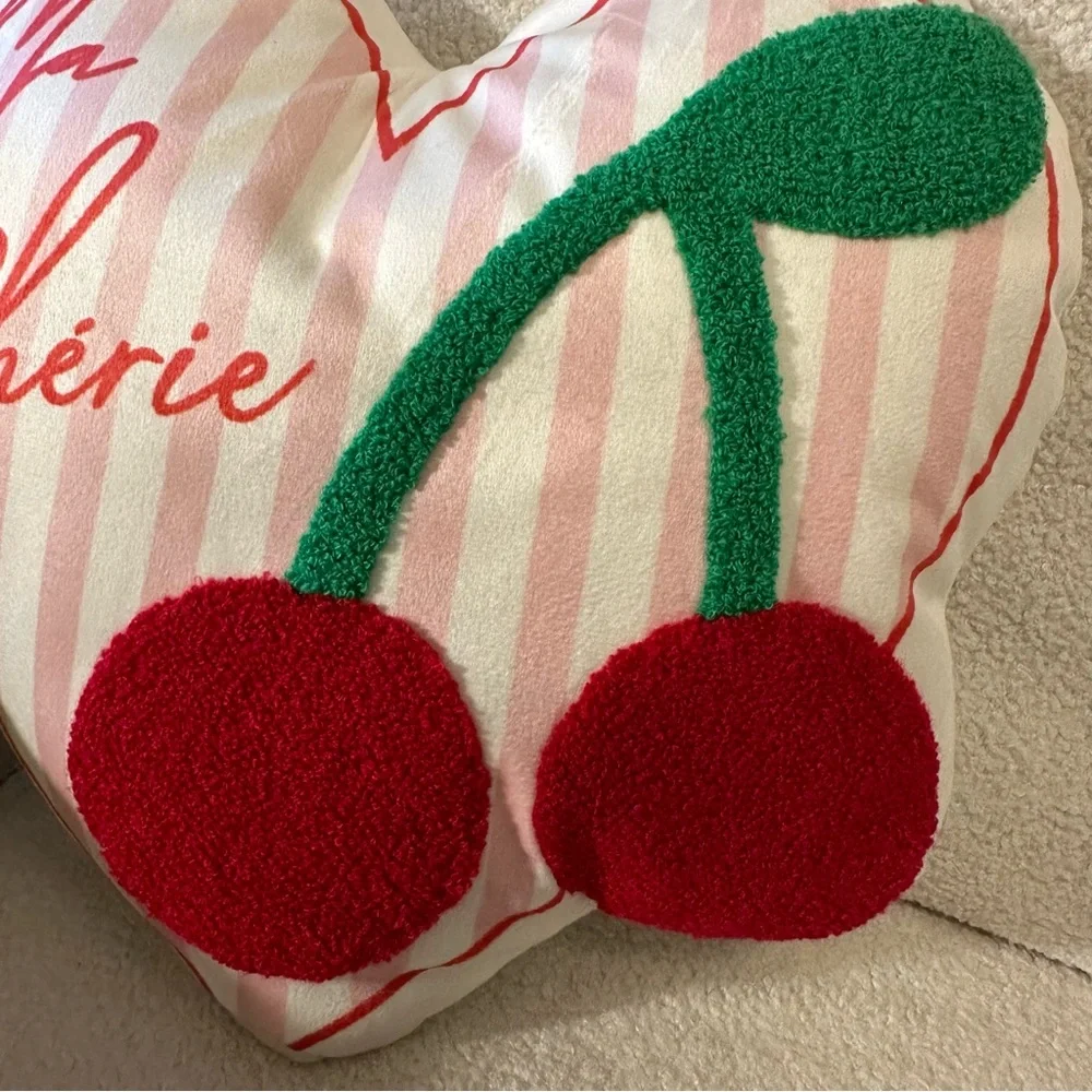 Ma Cherie Target Bullseye Playground Heart-Shaped Cherry Accent Pillow